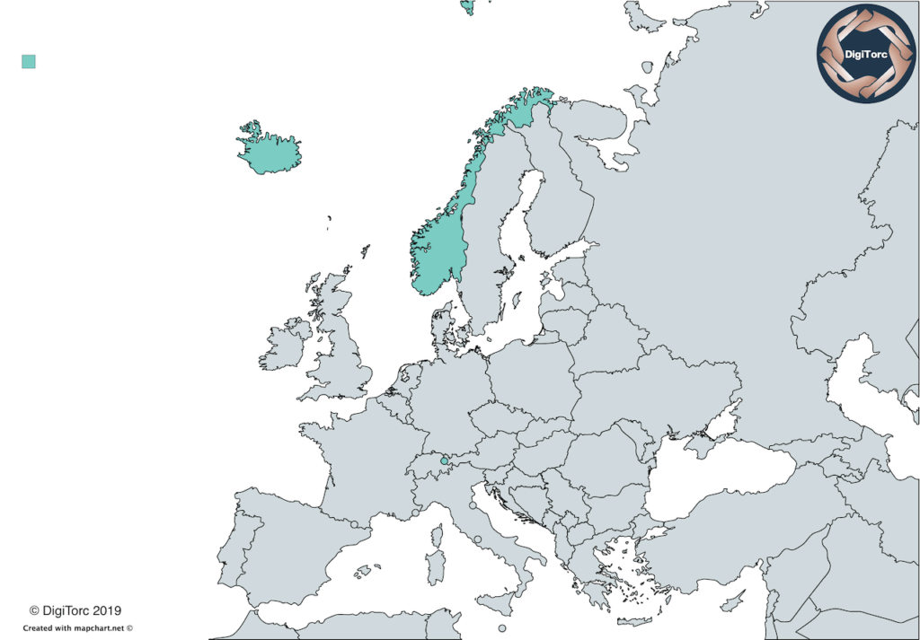 EEA EFTA Countries highlighted on a map of Western Europe